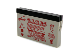 BATTERY, LEAD ACID, 2 AH, 12 V, FASTON F1, T1, 0.187 IN, 0.79 X 3.5 X 5.91 IN by Baxter Healthcare Corp.