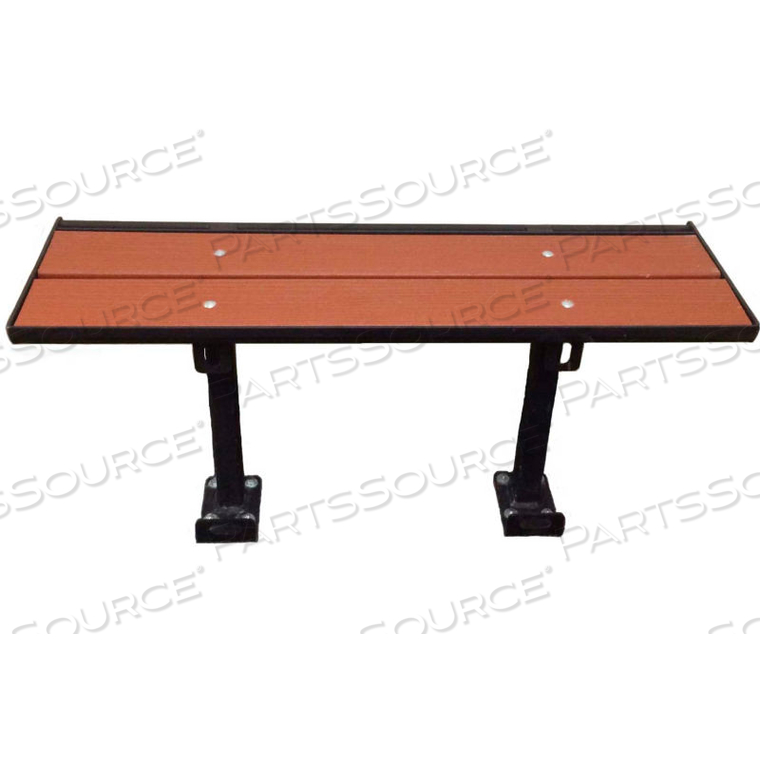 5-FT.COMPOSITE LUMBER SEATING WITH STEEL FRAME, WITHOUT BACKREST - REDWOOD by Prisoner Bench LLC