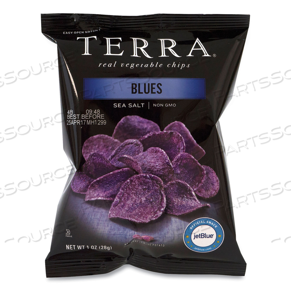 REAL VEGETABLE CHIPS BLUE, BLUES SEA SALT, 1 OZ BAG, 24 BAGS/BOX 