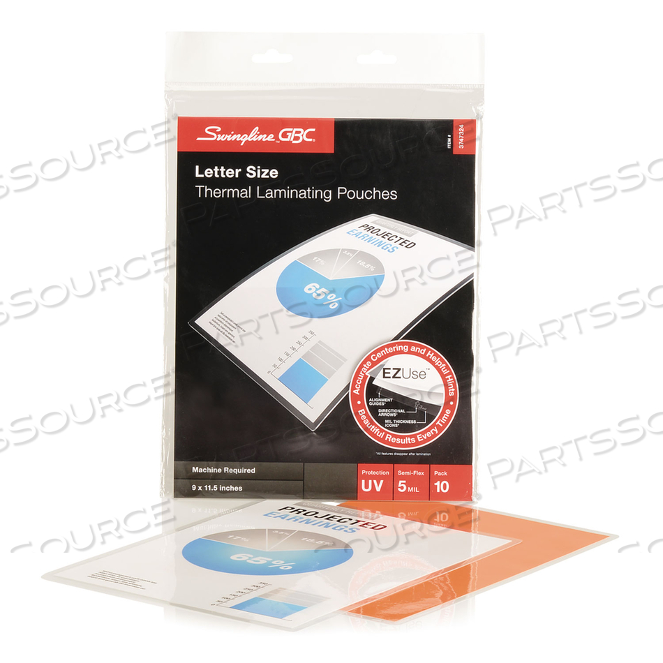 EZUSE THERMAL LAMINATING POUCHES, 5 MIL, 9" X 11.5", GLOSS CLEAR, 10/PACK 