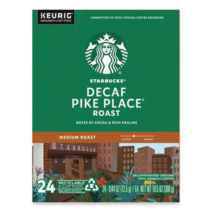 PIKE PLACE DECAF COFFEE K-CUPS, 96/CARTON by Starbucks