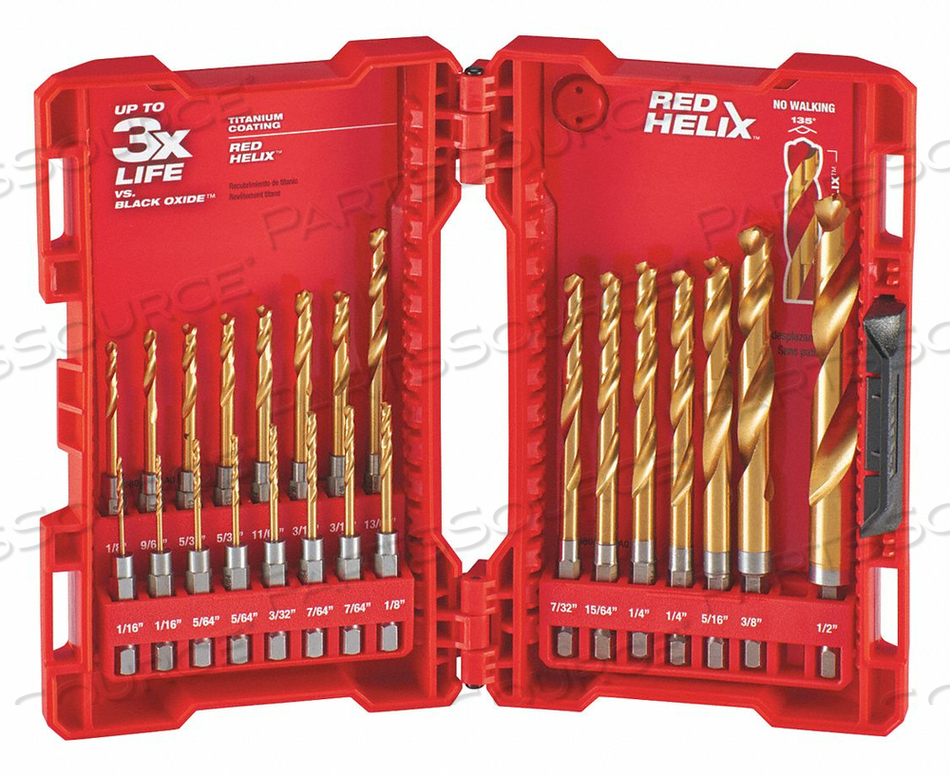 HEX SHANK DRILL SET, NUMBER OF DRILL BITS 23, 135 DEGREES DRILL BIT POINT ANGLE, DRILL BIT POINT TYPE SPLIT POINT, HIGH SPEED STEEL, DRILL B by Milwaukee Electric Tools HEX SHANK DRILL SET, NUMBER OF DRILL BITS 23, 135 DEGREES DRILL BIT POINT ANGLE, DRILL BIT POINT TYPE SPLIT POINT, HIGH SPEED STEEL, DRILL B by Milwaukee Electric Tools