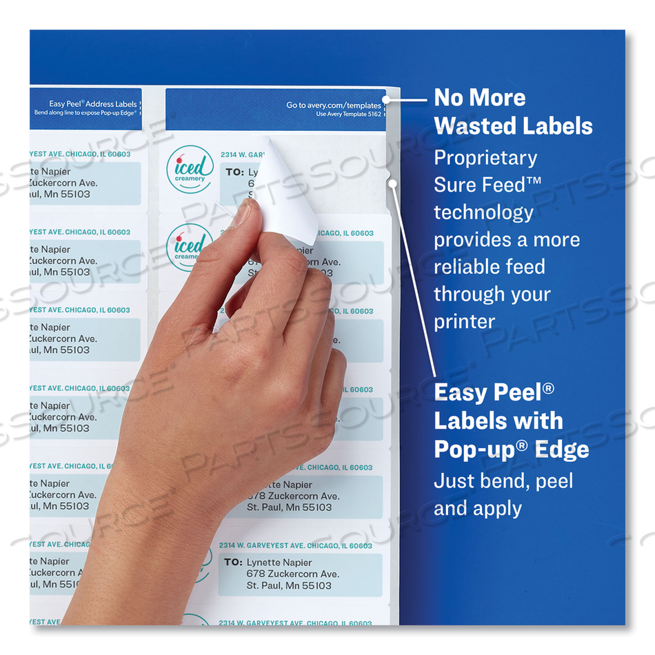 EASY PEEL WHITE ADDRESS LABELS W/ SURE FEED TECHNOLOGY, LASER PRINTERS, 1 X 2.63, WHITE, 30/SHEET by Avery EASY PEEL WHITE ADDRESS LABELS W/ SURE FEED TECHNOLOGY, LASER PRINTERS, 1 X 2.63, WHITE, 30/SHEET by Avery