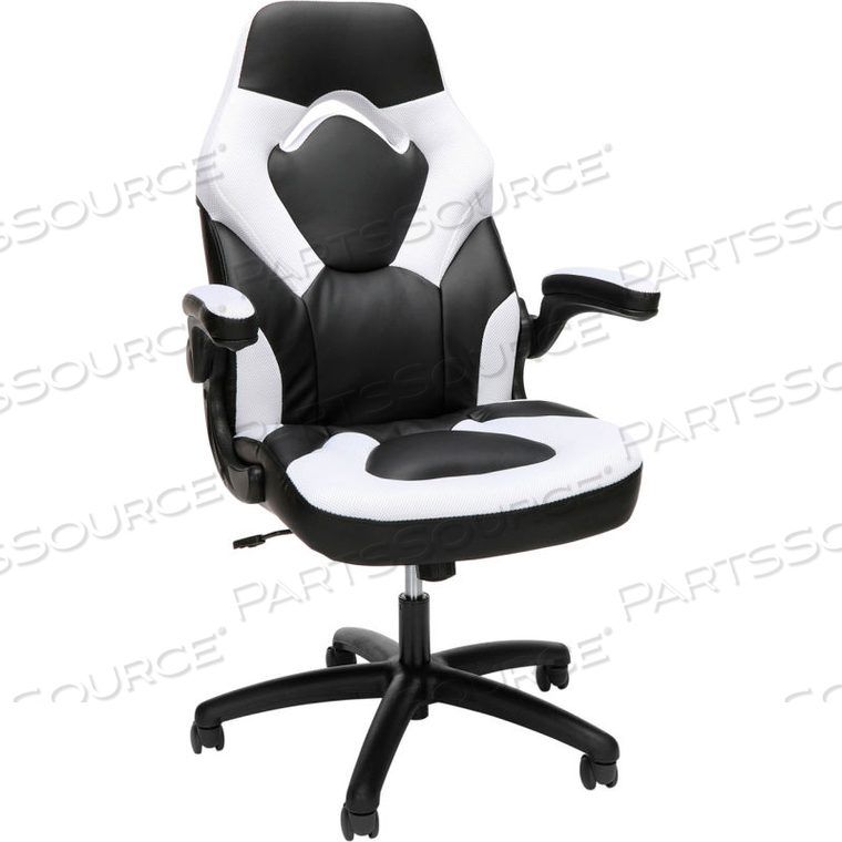 ESSENTIALS COLLECTION RACING STYLE BONDED LEATHER GAMING CHAIR, IN WHITE () 