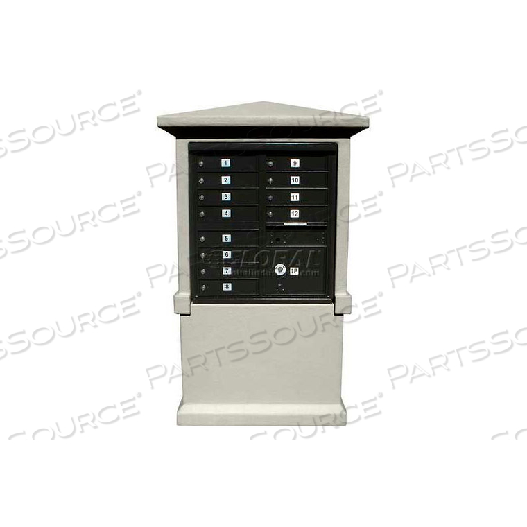 DECORATIVE STUCCO CBU MAILBOX CENTER, TALL PEDESTAL (COLUMN ONLY) IN GRAY COLOR by Qualarc