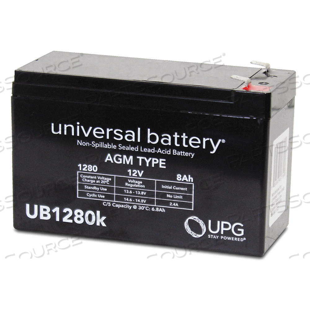 SEALED LEAD ACID BATTERY, 12V DC, 8 AH CAPACITY, 3.7 IN HT, 2.56 IN WD, 5.94 IN DP by Approved Vendor