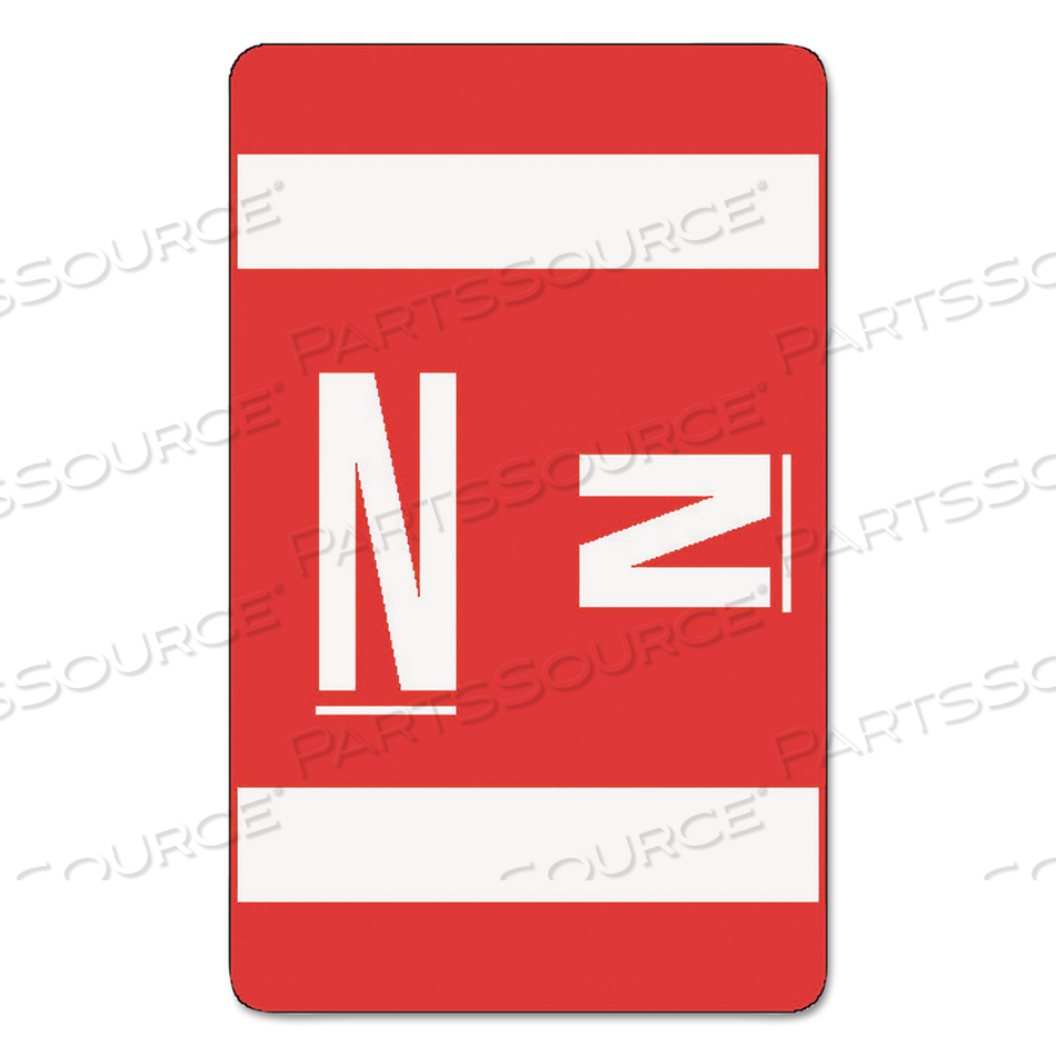 ALPHAZ COLOR-CODED SECOND LETTER ALPHABETICAL LABELS, N, 1 X 1.63, RED, 10/SHEET by Smead