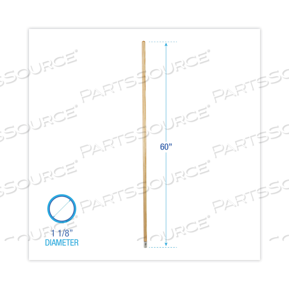 LIE-FLAT SCREW-IN MOP HANDLE, LACQUERED WOOD, 1.13" DIA X 60", NATURAL by Boardwalk