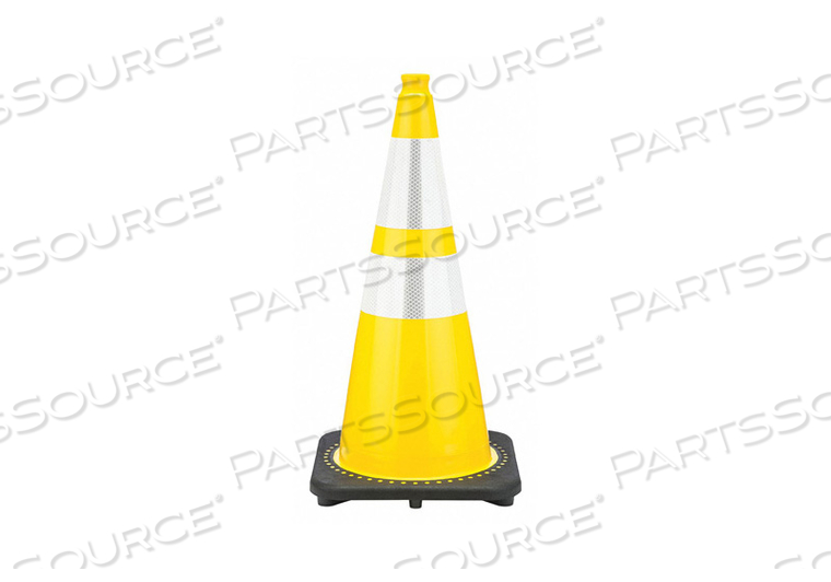 TRAFFIC CONE, NOT APPROVED FOR ROADWAY USE, REFLECTIVE, GRIP TOP WITH BLACK BASE, 28 IN CONE HT, PVC by JBC Safety Plastic, Inc. TRAFFIC CONE, NOT APPROVED FOR ROADWAY USE, REFLECTIVE, GRIP TOP WITH BLACK BASE, 28 IN CONE HT, PVC by JBC Safety Plastic, Inc.