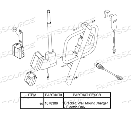 REUSABLE WALL MOUNT BRACKET FOR CHARGER by Invacare Corporation