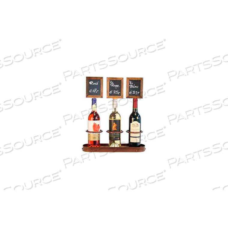 SECURIT WINE BOTTLE DISPLAY WITH CHALK BOARD, TRIPLE 16 X 19 COPPER LOOK 