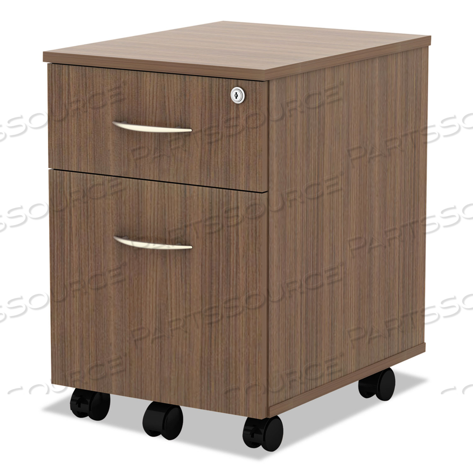 ALERA VALENCIA SERIES MOBILE PEDESTAL, LEFT/RIGHT, 2-DRAWERS: BOX/FILE, LEGAL/LETTER, MODERN WALNUT, 15.88" X 19.13" X 22.88" by Alera