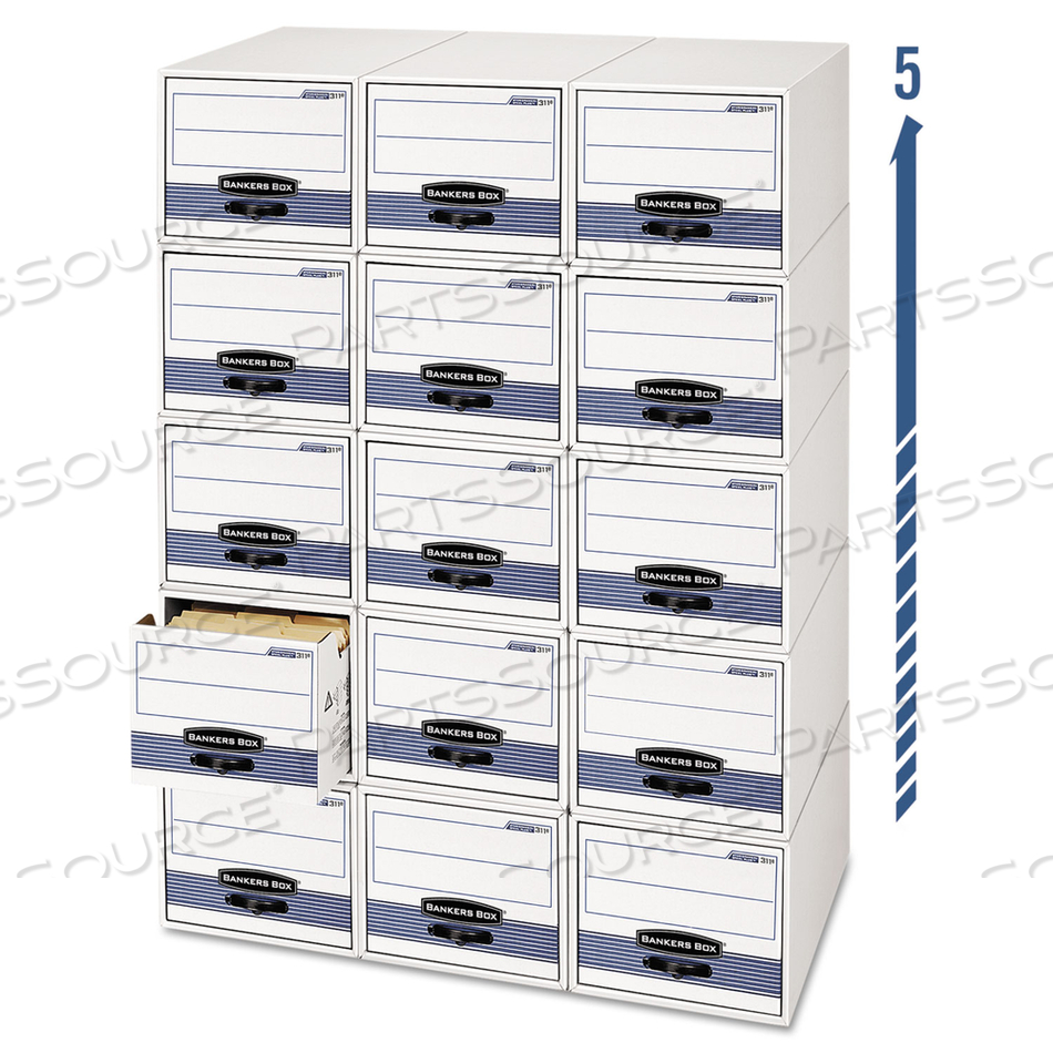 STOR/DRAWER STEEL PLUS, 5 X 8 CARD BOX, 25-1/4"L X 10-1/2"W X 6-1/2"H, WHITE/BLUE by Bankers Box STOR/DRAWER STEEL PLUS, 5 X 8 CARD BOX, 25-1/4"L X 10-1/2"W X 6-1/2"H, WHITE/BLUE by Bankers Box