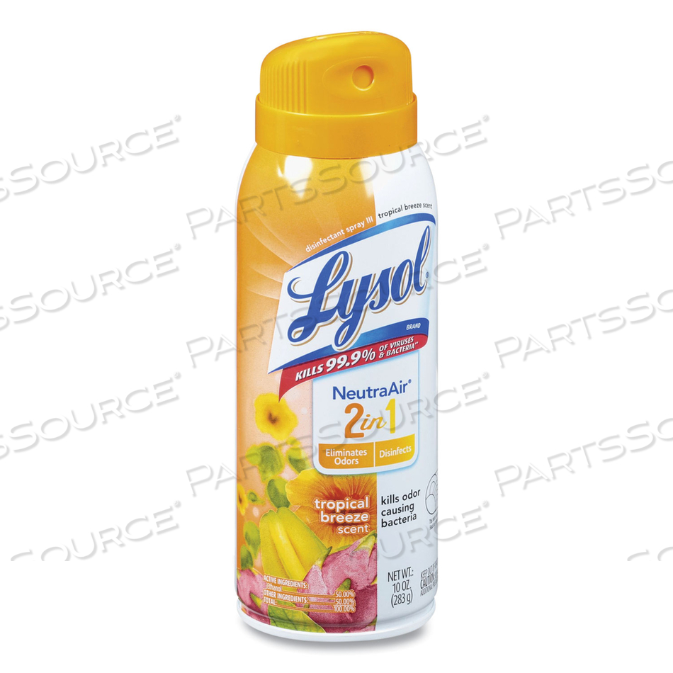 2 IN 1 DISINFECTANT SPRAY III, TROPICAL BREEZE, 10 OZ AEROSOL SPRAY, 6/CARTON 