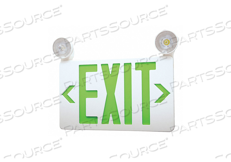 EXIT SIGN WITH EMERGENCY LIGHTS, LETTER COLOR GREEN, NUMBER OF FACES 1 OR 2, DIRECTIONAL INDICATORS - EMERGENCY LIGHTING AND EXIT SIGNS UNIV by Lumapro Products EXIT SIGN WITH EMERGENCY LIGHTS, LETTER COLOR GREEN, NUMBER OF FACES 1 OR 2, DIRECTIONAL INDICATORS - EMERGENCY LIGHTING AND EXIT SIGNS UNIV by Lumapro Products