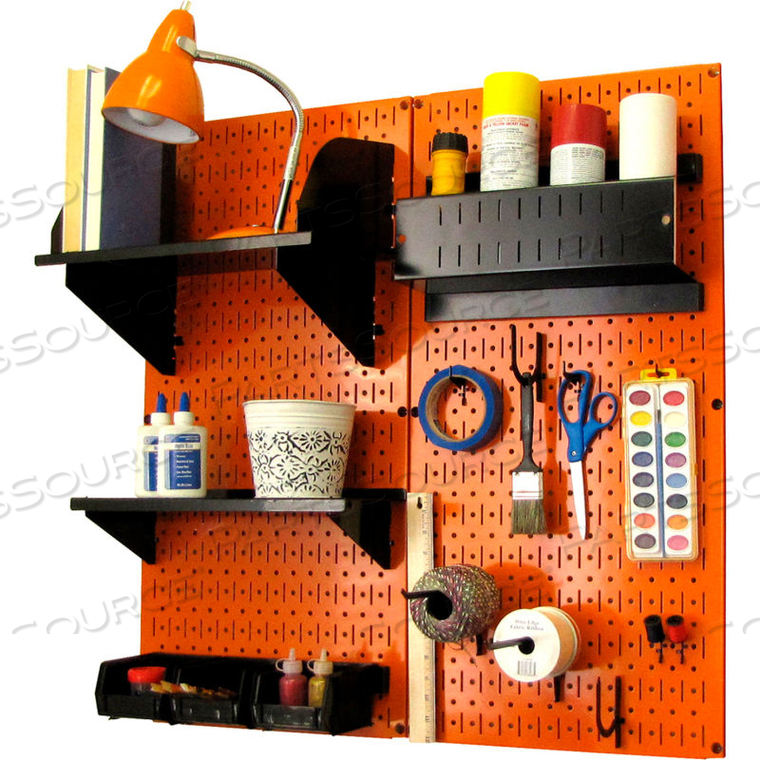 PEGBOARD HOBBY CRAFT ORGANIZER STORAGE KIT, ORANGE/BLACK, 32" X 32" X 9" by Wall Control Pegboard