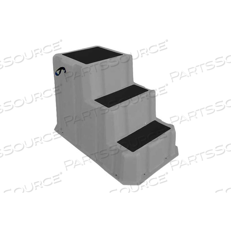 3 STEP NESTABLE PLASTIC STEP STAND - GRAY 26"W X 43"D X 28"H by US Roto Molding