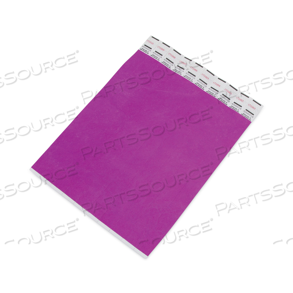 CROWD MANAGEMENT WRISTBANDS, SEQUENTIALLY NUMBERED, 9.75" X 0.75", PURPLE by Advantus CROWD MANAGEMENT WRISTBANDS, SEQUENTIALLY NUMBERED, 9.75" X 0.75", PURPLE by Advantus