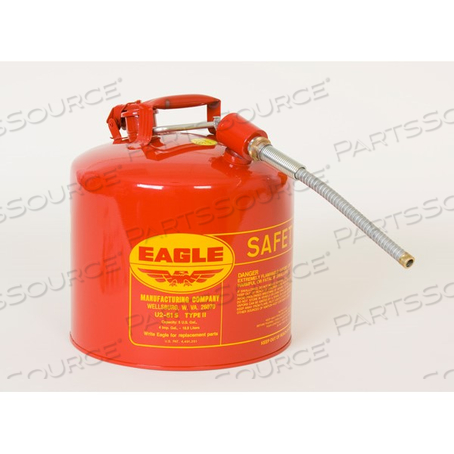 U2-51-S-RED EAGLE TYPE II SAFETY CANS-GALVANIZED STEEL,RED-W/7/8" O.D. FLEX SPOUT,5 GAL 