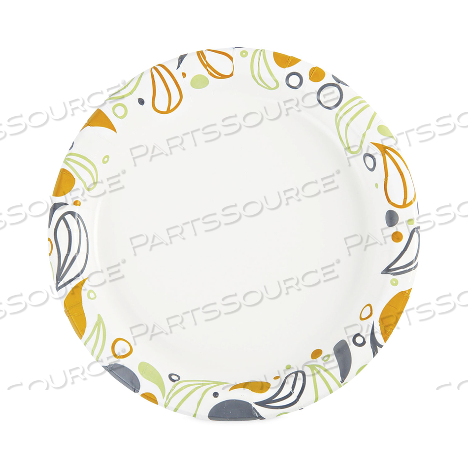 DEERFIELD PRINTED PAPER PLATES, 9" DIA, COATED/SOAK PROOF, MULTICOLOR by Boardwalk