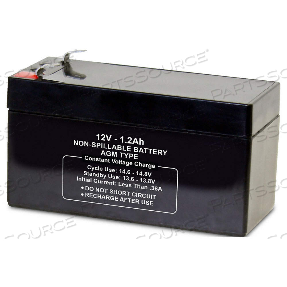 SEALED LEAD ACID BATTERY, 12V DC, 1.2 AH CAPACITY, 2.09 IN HT, 3.82 IN WD, ABS by Approved Vendor