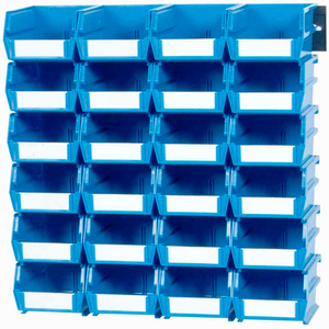 LOCBIN WALL STORAGE, W/RAILS, MEDIUM, BLUE (26 PC) by Triton Products