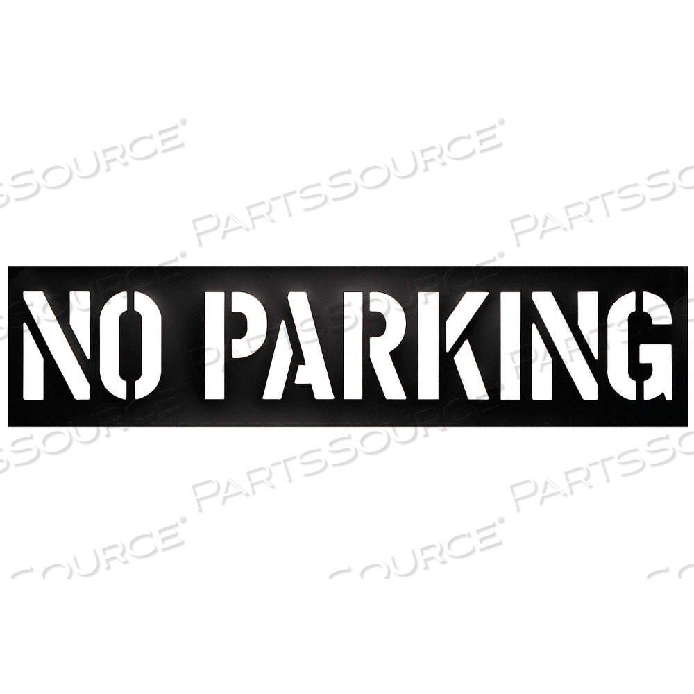 TRAFFIC STENCIL, NO PARKING, 0.015 IN THICK, 18 IN OVERALL HT, 75 IN OVERALL WD, LIGHT, BRASS by Approved Vendor