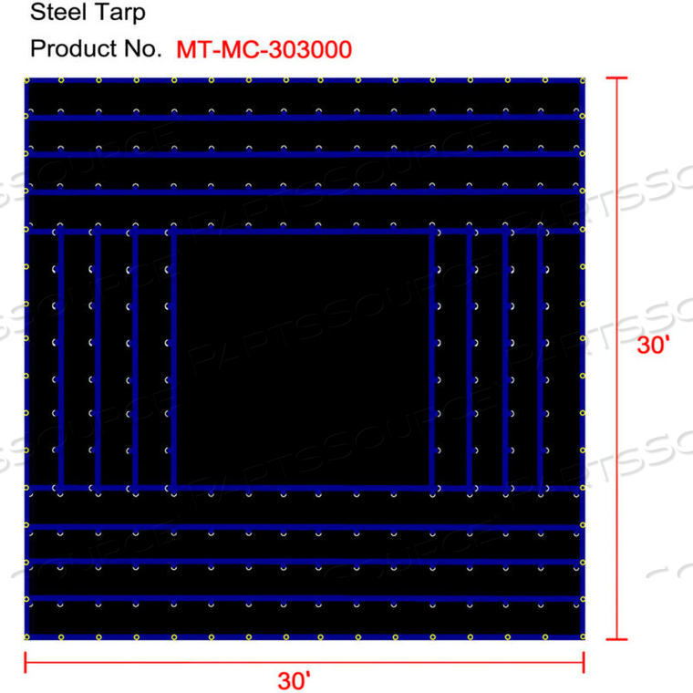HEAVY DUTY FLATBED TRUCK TARP, MACHINERY TARP, 30'W X 30'L, BLACK 