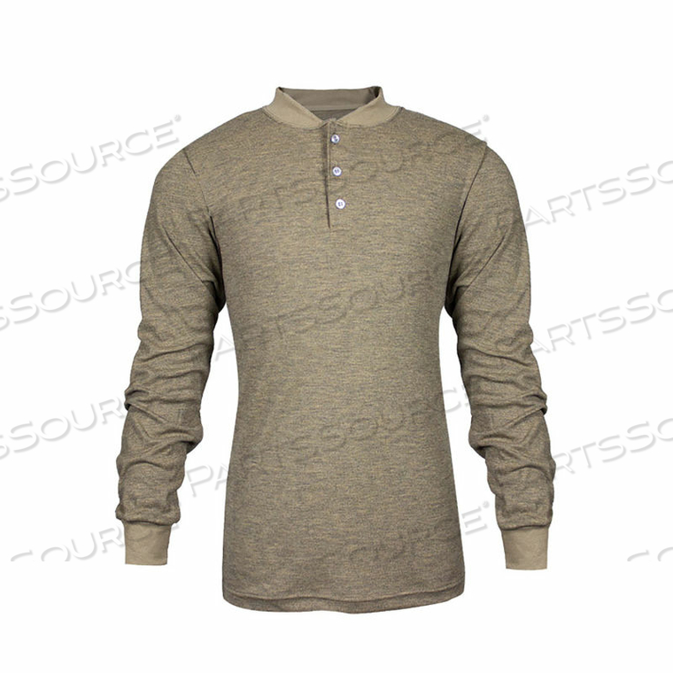TECGEN CC FLAME RESISTANT LONG SLEEVE HENLEY, L, TAN by National Safety Apparel