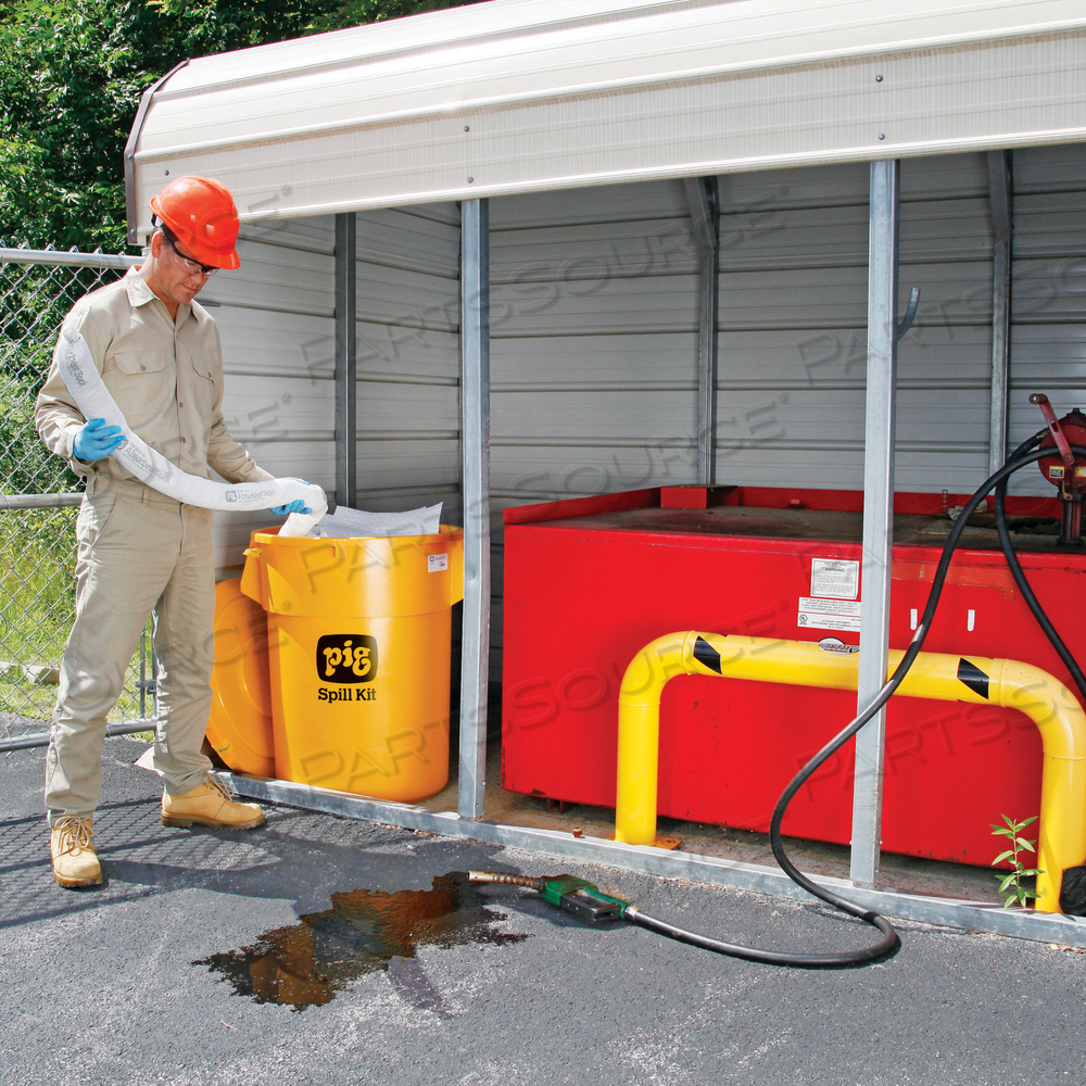 PIG OIL-ONLY SPILL KIT IN 55-GALLON HIGH-VISIBILITY ECONOMY CONTAINER by New Pig Corporation PIG OIL-ONLY SPILL KIT IN 55-GALLON HIGH-VISIBILITY ECONOMY CONTAINER by New Pig Corporation