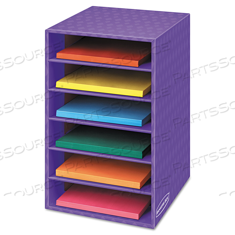 VERTICAL CLASSROOM ORGANIZER, 6 SHELVES, 11.88 X 13.25 X 18, PURPLE by Bankers Box