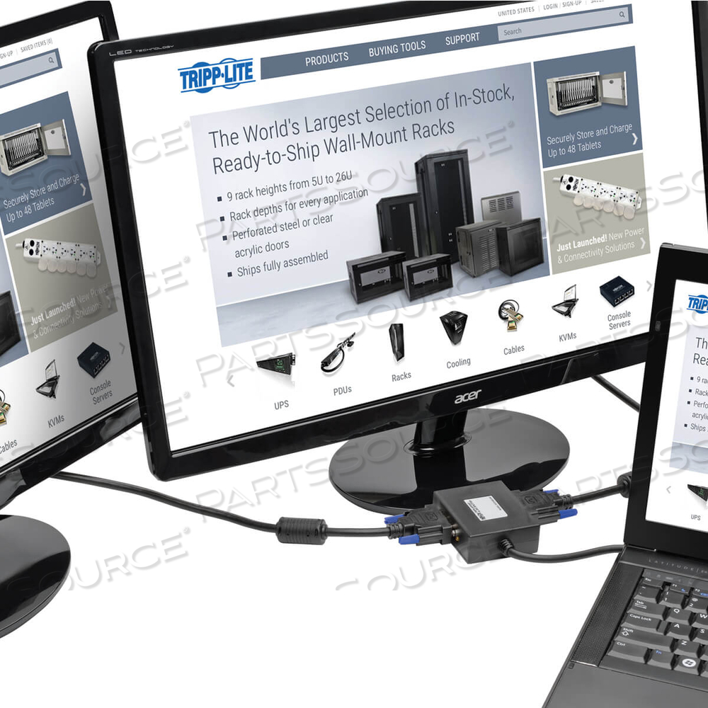 2-PORT DISPLAYPORT TO DVI HUB, DP1.2, TAA by Tripp Lite