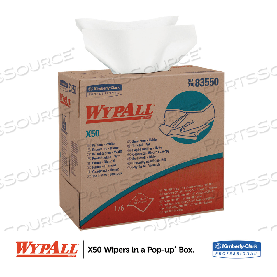 X50 CLOTHS, POP-UP BOX, 12.5 X 9.1, WHITE by WypAll