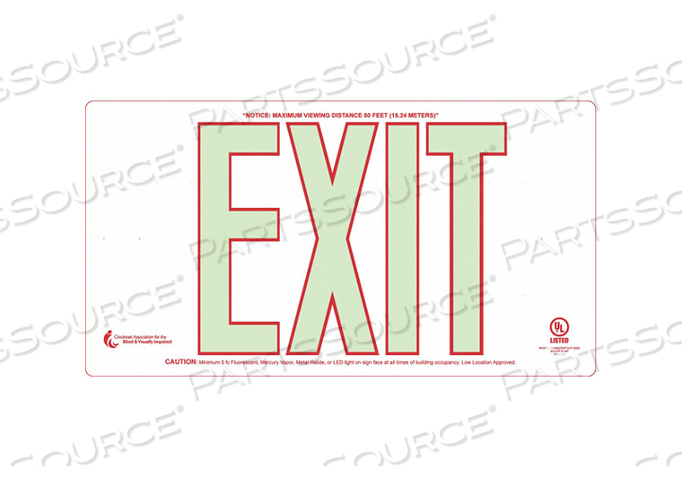 EXIT SIGN 15-1/4 W 8-1/2 H 0.118 THICK by Skilcraft EXIT SIGN 15-1/4 W 8-1/2 H 0.118 THICK by Skilcraft