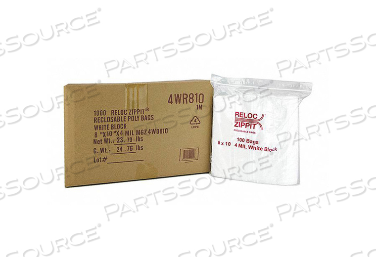 RECLOSABLE BAG STANDARD LDPE SEAL PK1000 by Reloc Zippit