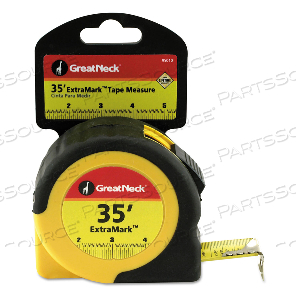EXTRAMARK TAPE MEASURE, 1" X 35 FT, STEEL, YELLOW/BLACK by Great Neck