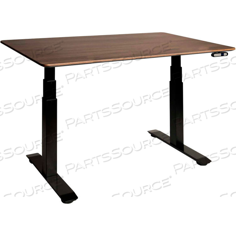 AIRLIFT S3 ELECTRIC HEIGHT ADJUST DESK - 54"W X 28"D X 25.6"-51.4"H - WALNUT WITH BLACK FRAME 