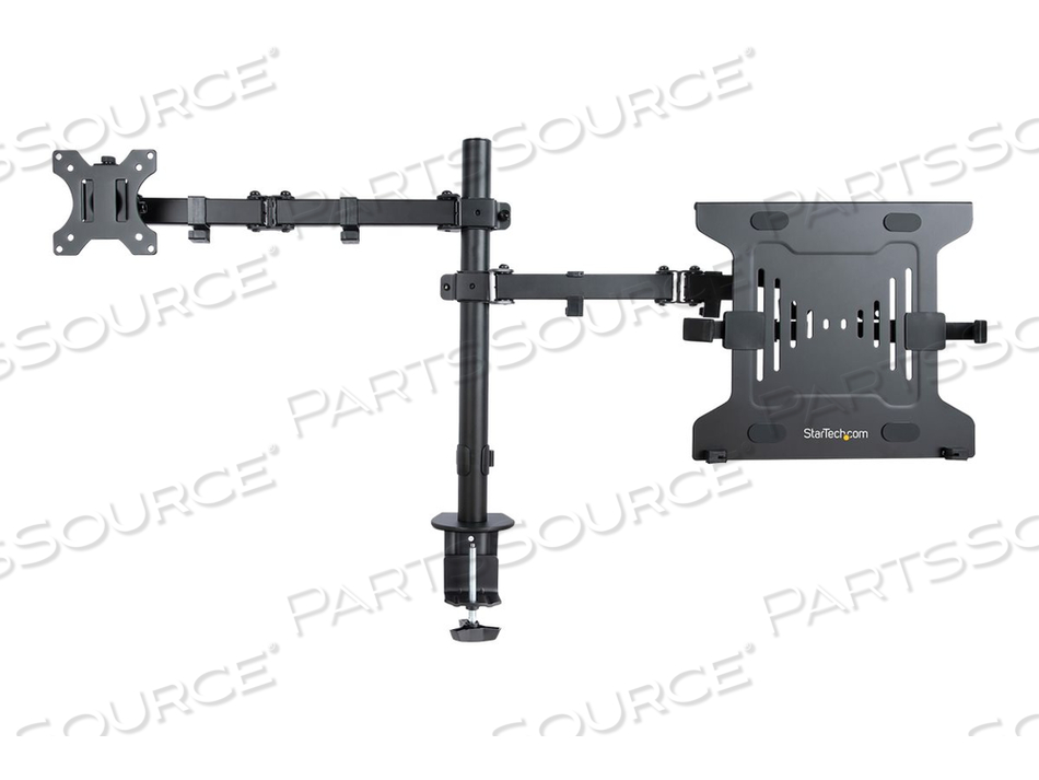 MONITOR ARM WITH VESA LAPTOP TRAY, FOR A LAPTOP (4.5KG / 9.9LB) AND A SINGLE DISPLAY UP TO 32" (8KG / 17.6LB), BLACK, ADJUSTABLE DESK LAPTOP by StarTech.com Ltd.