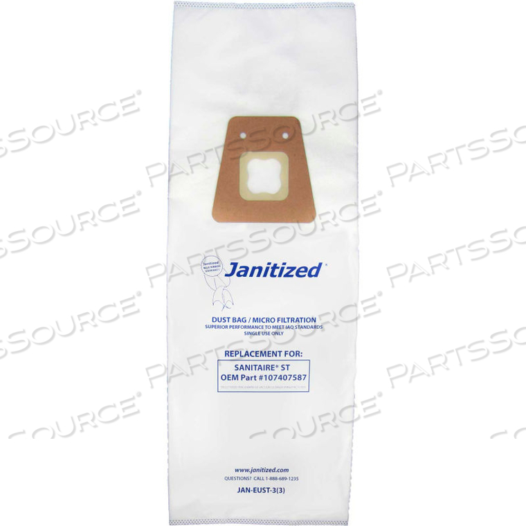 SANITAIRE PAPER VACUUM BAG - STYLE ST, MODEL 600, 800 W/TUBE EXTENSION by Apc Filtration Inc SANITAIRE PAPER VACUUM BAG - STYLE ST, MODEL 600, 800 W/TUBE EXTENSION by Apc Filtration Inc