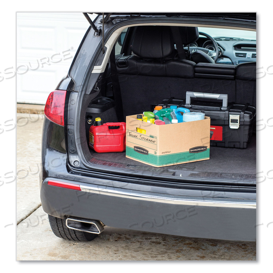 STOR/FILE MEDIUM-DUTY 100% RECYCLED STORAGE BOXES, LETTER/LEGAL FILES, 12.5" X 16.25" X 10.25", KRAFT/GREEN by Bankers Box