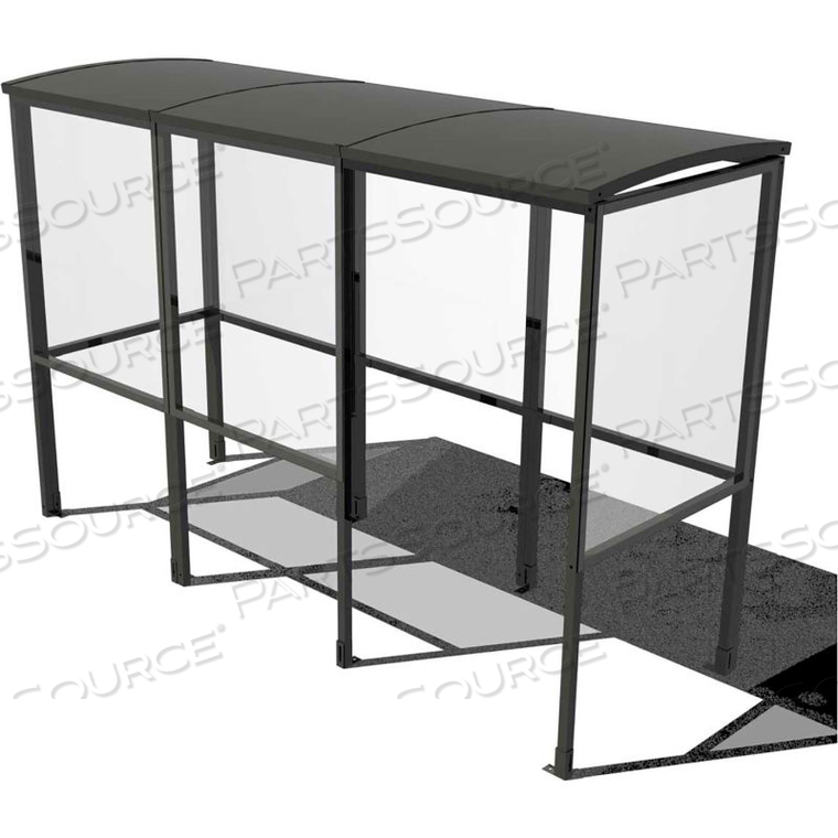 4-SIDED SMOKING SHELTER - HALF SIDE PANELS 10'4"W X 3'6"D X 7'11"H ALUMINUM ROOF by No Butts Bin Co. 4-SIDED SMOKING SHELTER - HALF SIDE PANELS 10'4"W X 3'6"D X 7'11"H ALUMINUM ROOF by No Butts Bin Co.