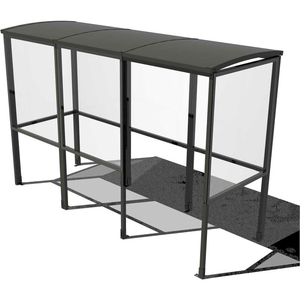 4-SIDED SMOKING SHELTER - HALF SIDE PANELS 10'4"W X 3'6"D X 7'11"H ALUMINUM ROOF by No Butts Bin Co. 4-SIDED SMOKING SHELTER - HALF SIDE PANELS 10'4"W X 3'6"D X 7'11"H ALUMINUM ROOF by No Butts Bin Co.