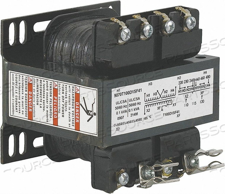 CONTROL TRANSFORMER 100VA 4.25 IN H by Square D CONTROL TRANSFORMER 100VA 4.25 IN H by Square D