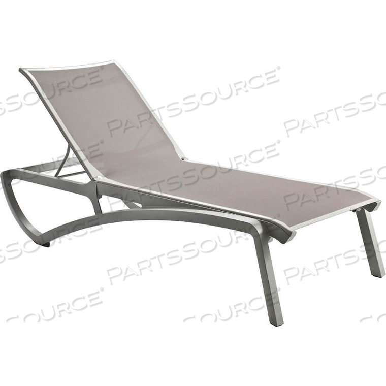 OUTDOOR SLING CHAISE LOUNGE CHAIR - GRAY WITH GRAY FRAME - SUNSET SERIES 