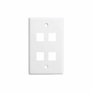 VERTICAL CABLE, QUAD (4) PORT KEYSTONE WALL PLATE (FLUSH) WHITE by Chiptech, Inc Dba Vertical Cable