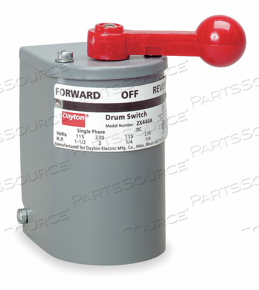 SWITCH DRUM REVERSING PLASTIC HANDLE by DAYTON ELECTRIC MANUFACTURING CO SWITCH DRUM REVERSING PLASTIC HANDLE by DAYTON ELECTRIC MANUFACTURING CO