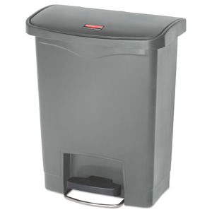 SLIM JIM RESIN STEP-ON CONTAINER, FRONT STEP STYLE, 8 GAL, POLYETHYLENE, GRAY by Rubbermaid Medical Division