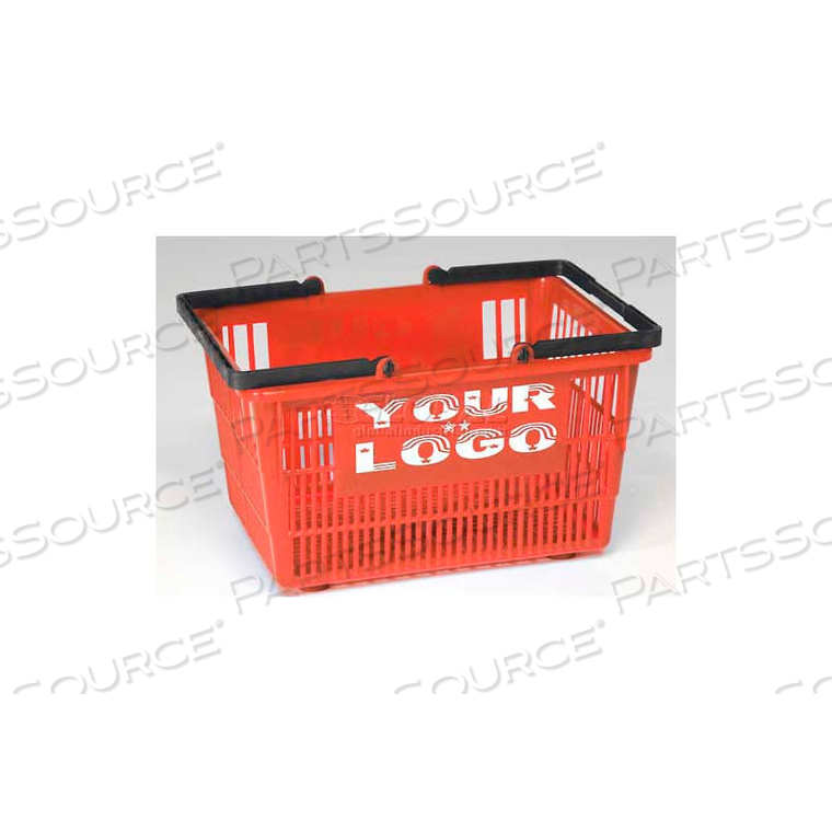 TALL PLASTIC SHOPPING BASKET WITH PLASTIC HANDLE 19 LITER 16"L X 12"W X 10"H, ORANGE by Good L Corporation