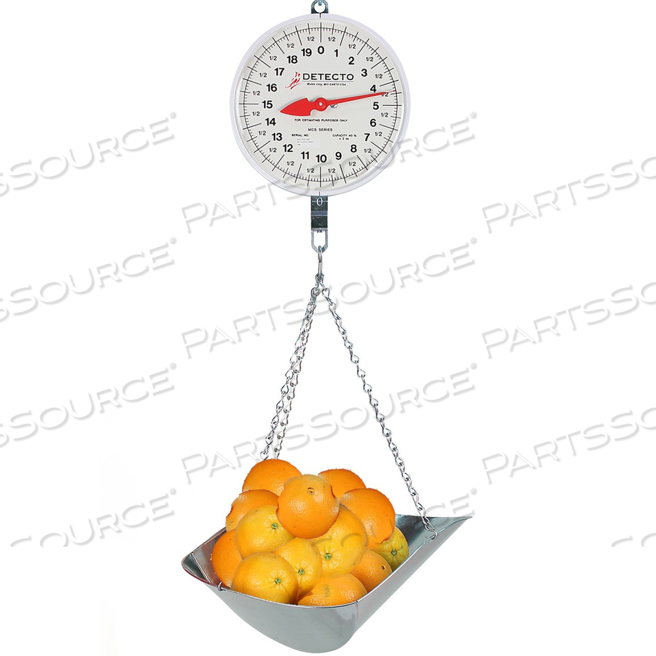 HANGING SCOOP SCALE WITH DOUBLE DIAL, 20 LB, STAINLESS STEEL by Detecto Scale / Cardinal Scale HANGING SCOOP SCALE WITH DOUBLE DIAL, 20 LB, STAINLESS STEEL by Detecto Scale / Cardinal Scale