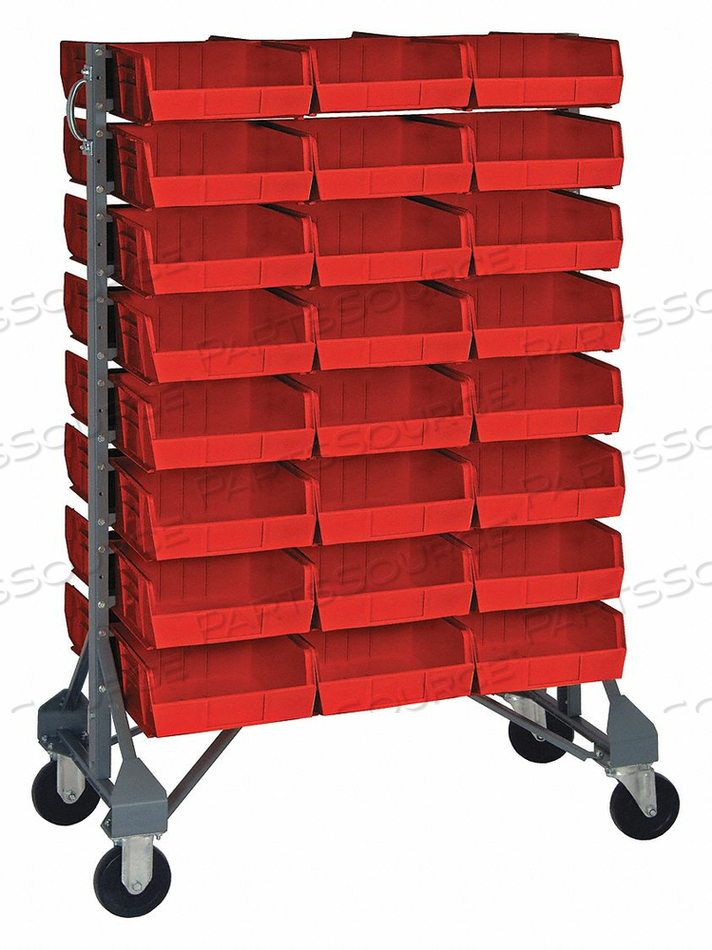 MOBILE BIN RAIL FLOOR RACK 48 BINS RED by Quantum Storage Systems